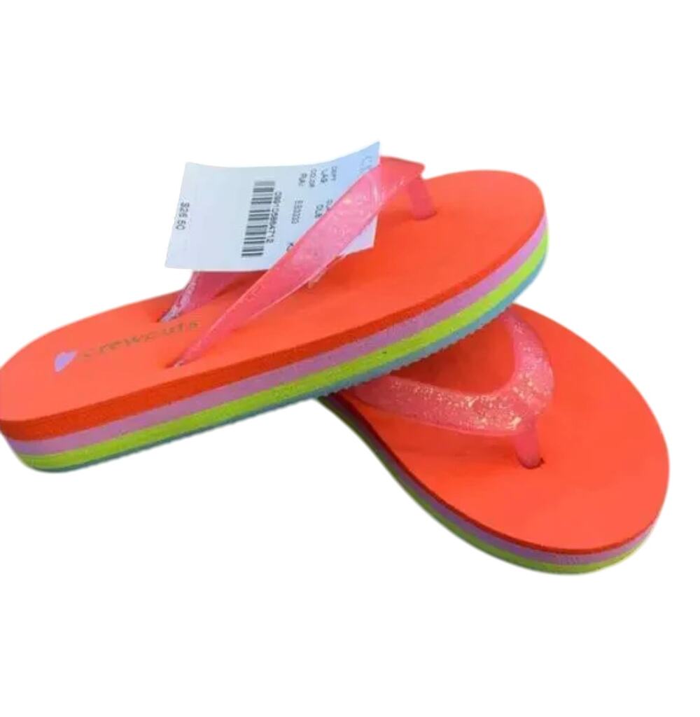 NWT J. Crew Girls' Orange/Purple/Green/Blue Rainbow EVA Flip Flops - SIZE K9